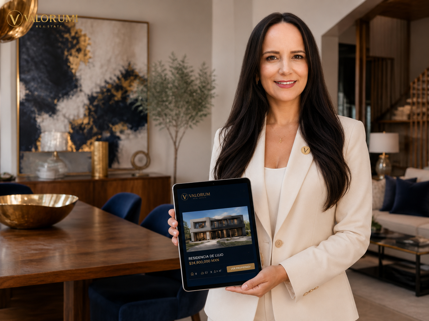 Sistema inmobiliario premium mostrado en laptop y celular con marca profesional